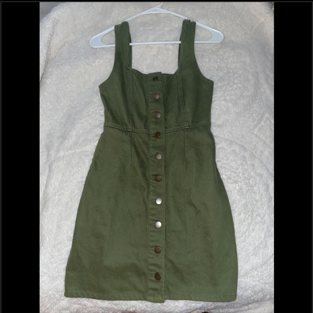 Urban Outfitters Green Button-Up Denim Dress